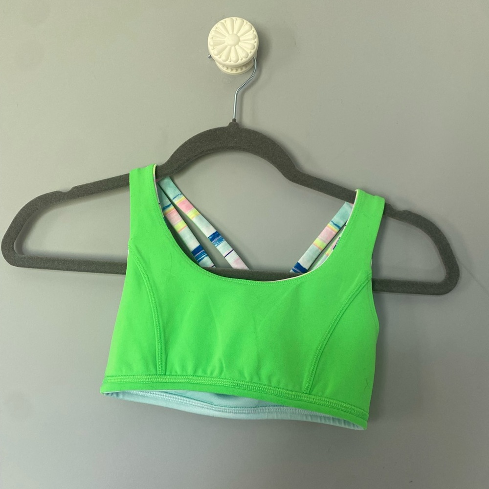 Ivivva Reversible Vibrant Green and Blue Kids Dance Top